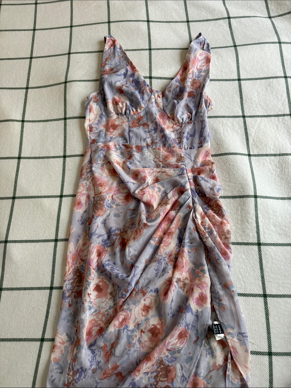 SHEIN Lavender Floral Strapless Twist-Front Slip Dress